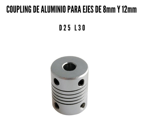 Coupling O Acople Flexible De Aluminio P/ Ejes 8mm Y 12mm