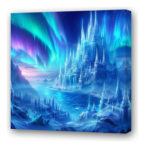 Cuadro 45x45cm Castillos Cristal Aurora Boreal Kingdom