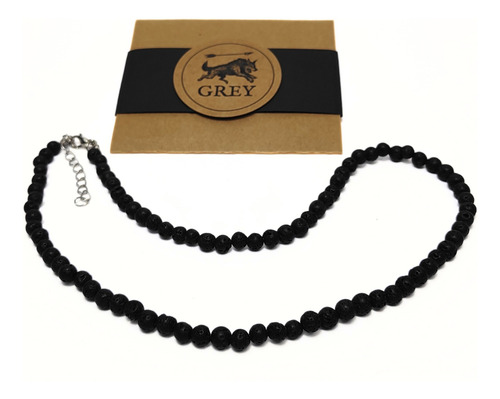 Collar Piedra Negra Hombre 6 Mm 50 Cm