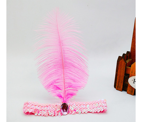 White - All Yards - Ostrich Feather Headband With Sequins