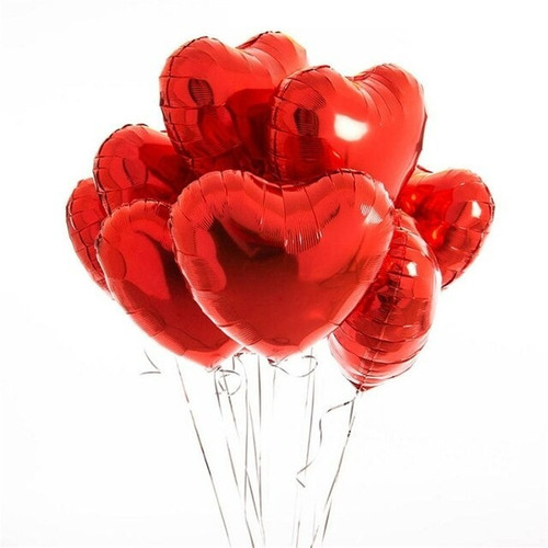 10 Globo Corazon 12cm Deco277 Cotillon Candybar Metalizado 