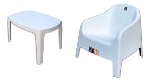 Combo Sillon Skarpo Blanco Mascardi Y 1 Mesita Ratona 