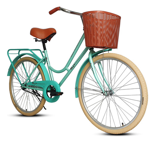 Bicicleta urbana femenina Black Panther Maja R26 1v freno contrapedal color verde con pie de apoyo