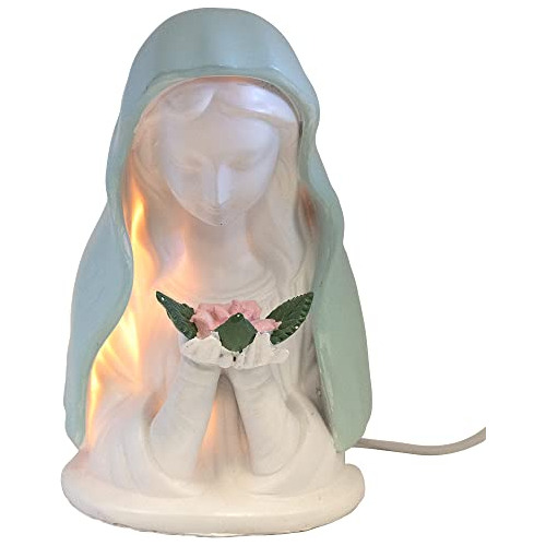 Lámpara Nocturna De Virgen María Una Rosa | Lámpara ...