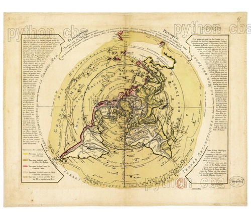 Cuadro Mapa Planisferio Mapamundi Físico De Philippe Buache 