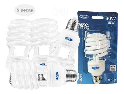 Lâmpada Fluorescente Compacta Espiral 30w 220v Frio Ford 10u Cor da luz Branco Frio | 6400k