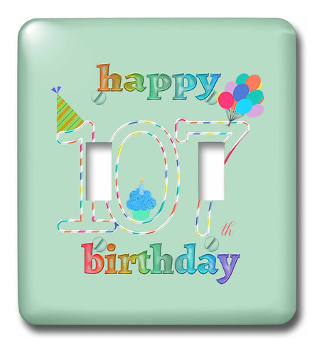 Feliz 107 Cumpleaño Cupcake Vela Globos. Tapa Luz