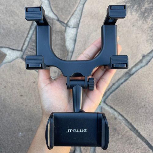 Soporte universal para teléfono celular con soporte retrovisor, color negro