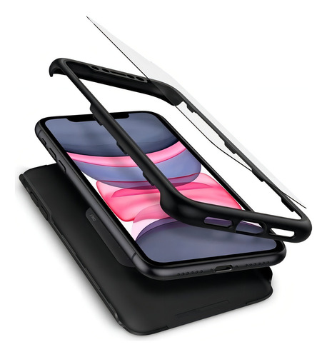 Funda iPhone 11 Spigen Thin Fit 360 + 2 Micas Cristal Origin