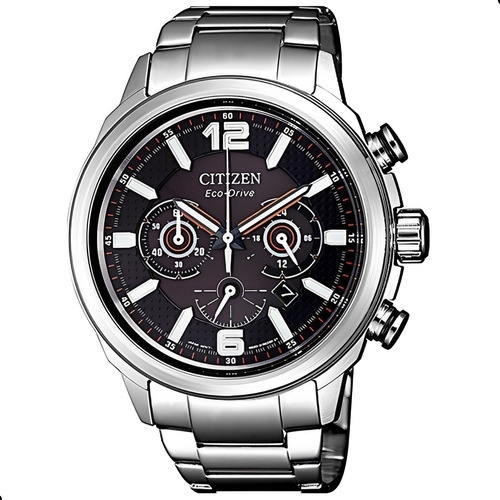 Relógio Masculino Citizen Cronógrafo Eco-drive Tz20911t Cor da correia Prateado Cor do bisel Prateado Cor do fundo Preto