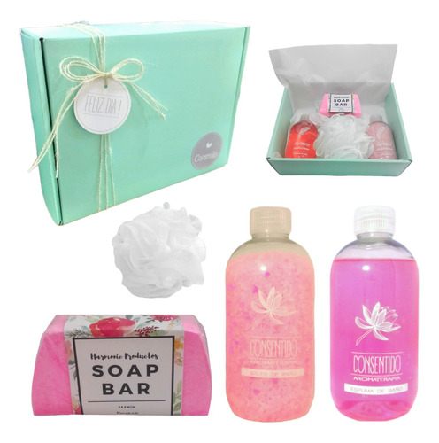 Set Kit Caja Regalo Mujer Box Spa Aroma Rosas Relax Zen N24