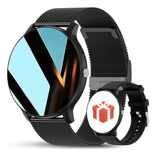Relógio inteligente feminino masculino, esportivo, Bluetooth, cor preta