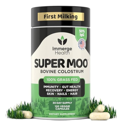 Calostro Bovino Alimentado Con Pasto Super Moo - 120 Capsula