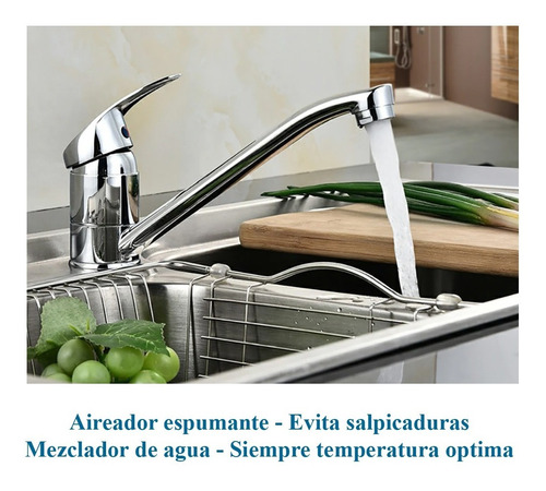 Imagen 3 de 10 de Griferia Cocina Canilla Monocomando Grifo Largo Cromado