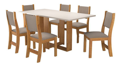 Conjunto De Mesa Vieiro Elegance Com 6 Cadeiras