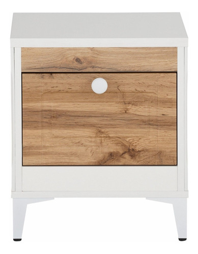 Imagen 3 de 9 de Mesa De Noche Madera Natural Y Blanco Ref: Kjell