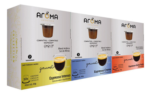 Kit 30 Cápsulas Nespresso - Intenso, Extraforte, Crema