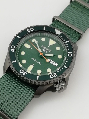 Seiko 5 Automático Novo Mod. Srpd77k1 Avocado Nato Gunmetal