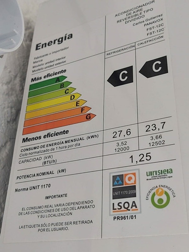 Aire Acond. Panavox Fst-12c