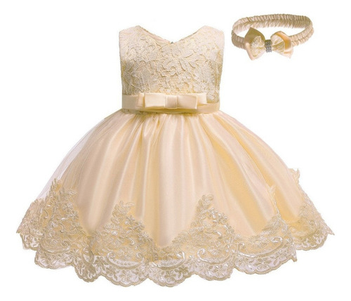 Conjunto Vestido Niña+diadema Encaje Bowknot Princess 2024