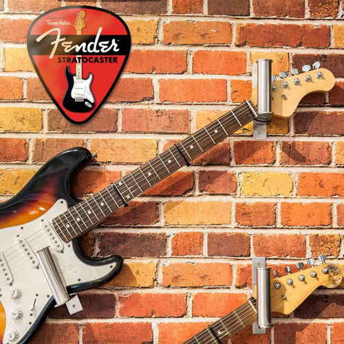 Fender Stratocaster - Letrero De Metal Con Púa De Guitarra, 