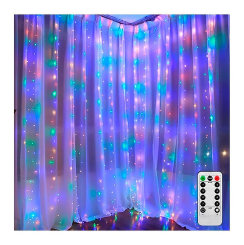 Imagen 4 de 8 de Cortina Led Rgb Conexión Usb Con Control Remoto 3x3 Mts