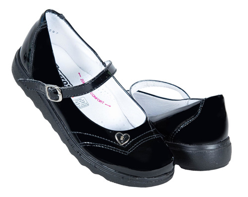 Zapato Niña Cachorro 9389 Piel Charol Negro Escolar 18-21.5 