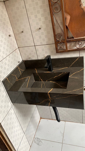 Bancada Esculpida Em Porcelanato Branco 70×40 Lê Descrição !