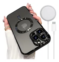 Comprar Funda Para iPhone 16 15 14 13 12 11 Pro Max Con Magsafe + Cargador Inalambrico Carcasa Transparente Accesorios Para Celulares Case Protectora