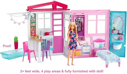 Brinquedo Barbie Casa Glam Com Boneca 30 Cm Mattel - Fxg55