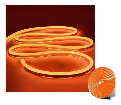 Kit Manguera Luz Neon 5 Mts + Fuente + Ficha 12v Exterior Luz Naranja