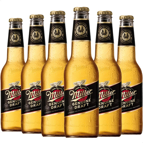 Cerveza Miller Porron Rubia Genuine Draft - Pack X6 Unidades