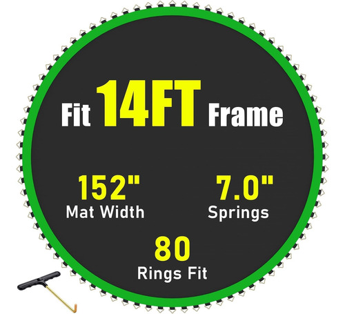 Mat De Salto Para Trampolín 12/14ft Con 72/80 Vrings Y 5.5/7