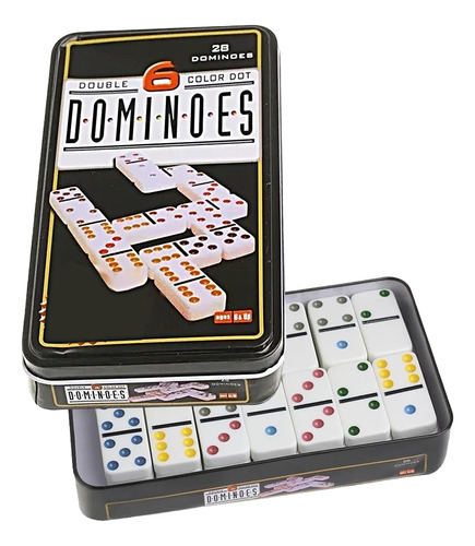 Dominos Doble 6 Colores Para 8 De 28 Fichas Caja Metalica