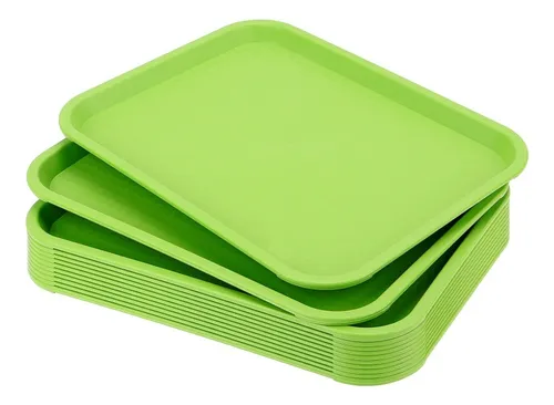 HENDI Bandeja De Servicio, Grande, Rectangular, Multiusos, Resiste Hasta 80° C, Bandeja Para Servir Comida Rápida, Bebidas, Fast Food, Bandeja De Cocina, 350x450x(H) 20mm, Azul, Polipropileno