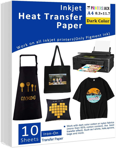 Papel De Transferencia De Calor Para Tela Oscura, 10 Hojas