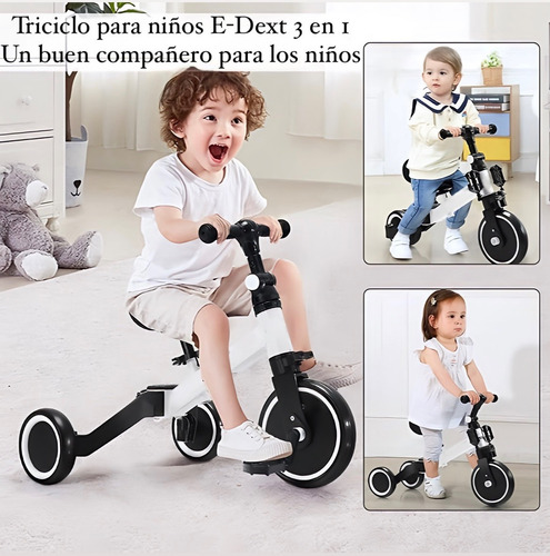 Triciclo 3 En 1 Niños Bicicleta Equilibrio Pedales Scooter Color Blanco
