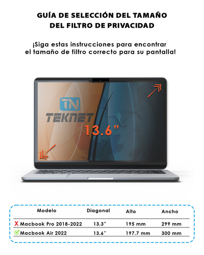 Filtro Pantalla Privacidad Magnético Para Macbook Air 13.6