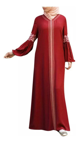 Vestido De Mujer Musulmana Abaya Estampado Floral Largo Kaft