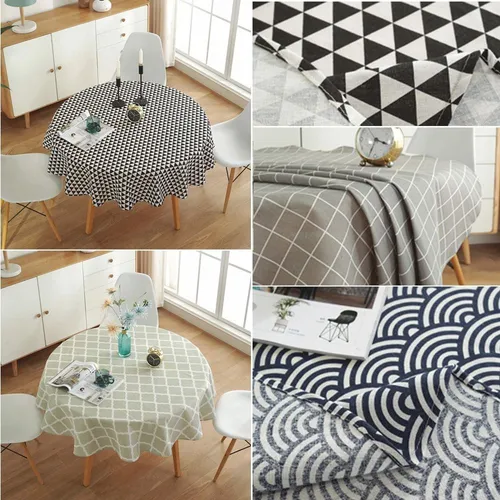 Mantel De Lino Para Mesa De Comedor, Mantel Redondo, A La Mo