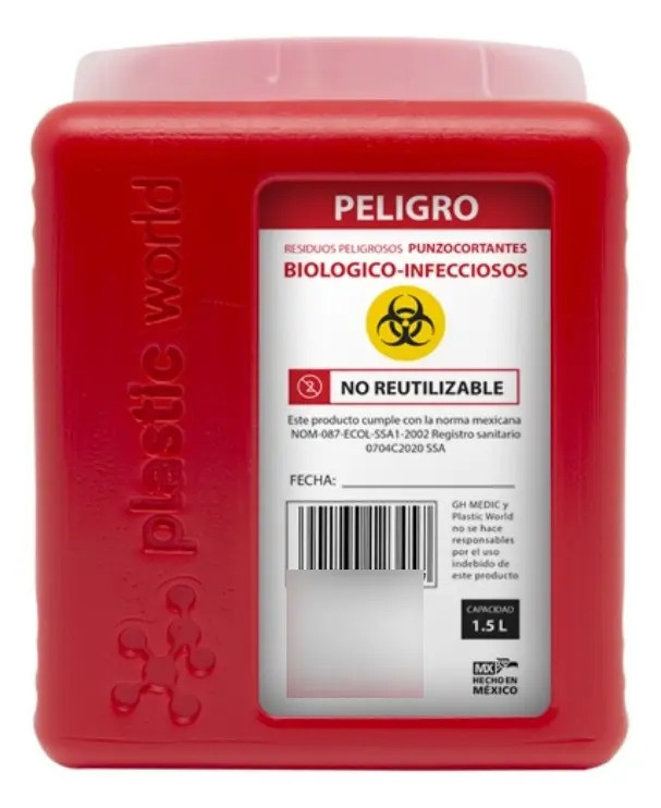 Bote Rpbi Contenedor Recolector 1.5 Lts Punzocortante