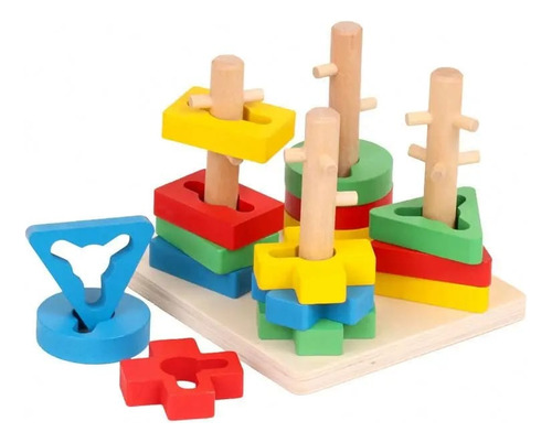 Juego Didáctico Encajable De Figuras Geométricas Montessori