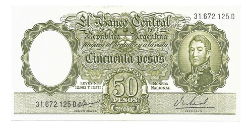 Bottero 2025 Billete De 50 Pesos Mon. Nac. Año 1968 - Exc.++