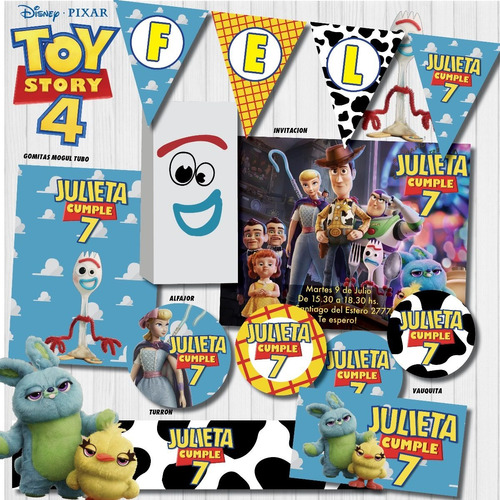 Kit Imprimible Personalizado Candy Bar Toy Story 4 Forky