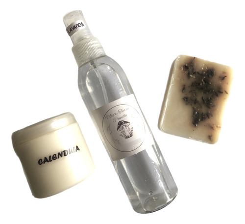 Kit Cosmética Natural Crema Calendula Perfume Lavanda Jabón