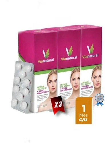 Colágeno Antiage +acido Hialurónico + Vita  C Via Natural X3