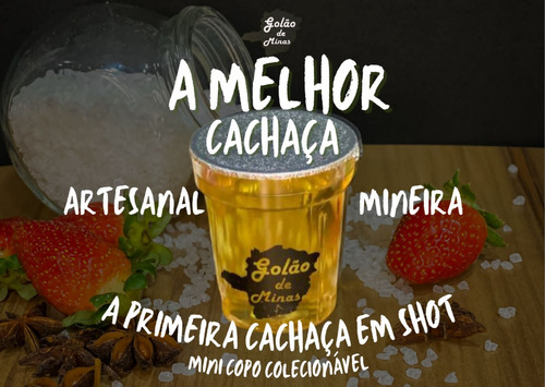 Cachaça Artesanal Golão De Minas Com 10 Copinhos De 50ml