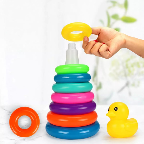 Juego Didáctico Encaje Aros Con Pato Para Bebes Y Niños