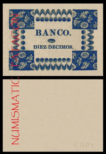 Billete 10 Decimos Banco Nacional 1826 - Copia 342b
