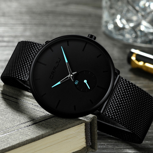 Relógio Masculino Casual Luxo Ultra Fino Esportivo Metálico